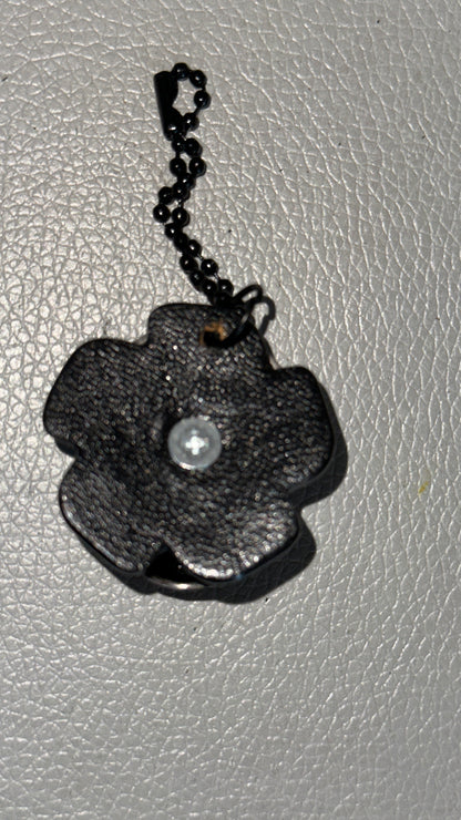 The Tiniest Repurposed Coach Leather Tea Rose & Skull Bag Charm