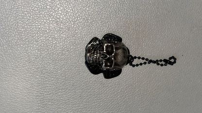The Tiniest Repurposed Coach Leather Tea Rose & Skull Bag Charm
