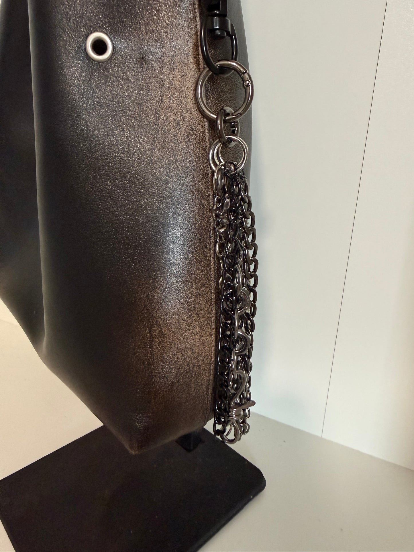 Mixed-Metal Seven-Chain Tassel Bag Charm – Black, Silver & Gunmetal