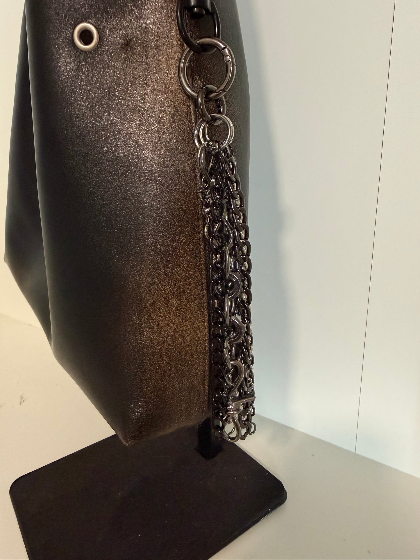 Mixed-Metal Seven-Chain Tassel Bag Charm – Black, Silver & Gunmetal