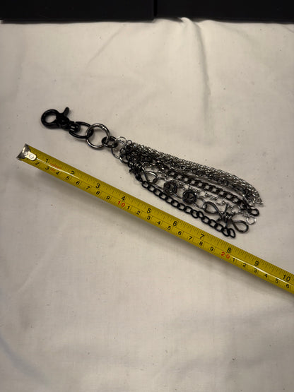 Mixed-Metal Seven-Chain Tassel Bag Charm – Black, Silver & Gunmetal