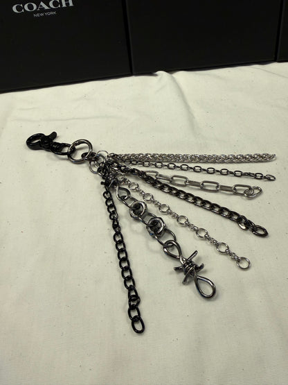 Mixed-Metal Seven-Chain Tassel Bag Charm – Black, Silver & Gunmetal