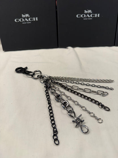 Mixed-Metal Seven-Chain Tassel Bag Charm – Black, Silver & Gunmetal