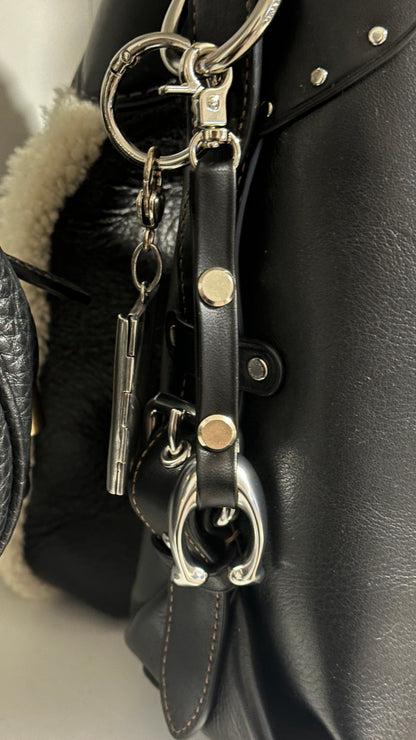 Repurposed Coach Tic Tac Toe C with Vegan Leather Strap Silver-Tone