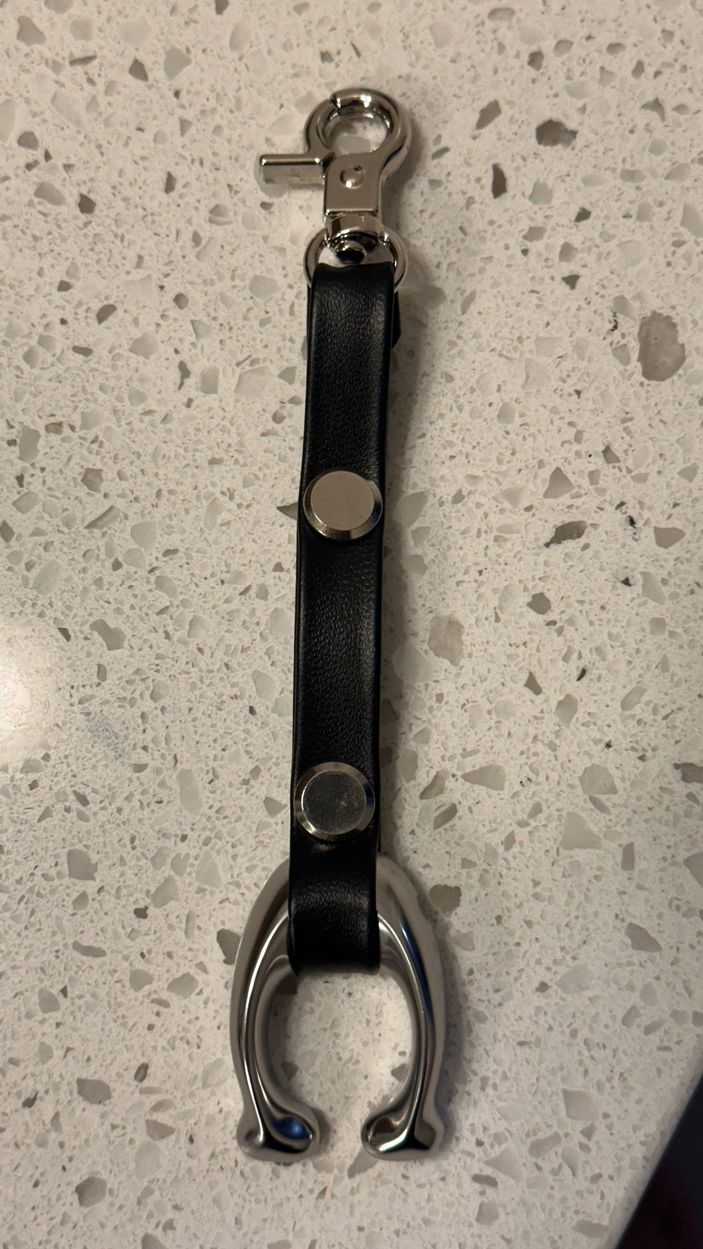 Repurposed Coach Tic Tac Toe C with Vegan Leather Strap Silver-Tone