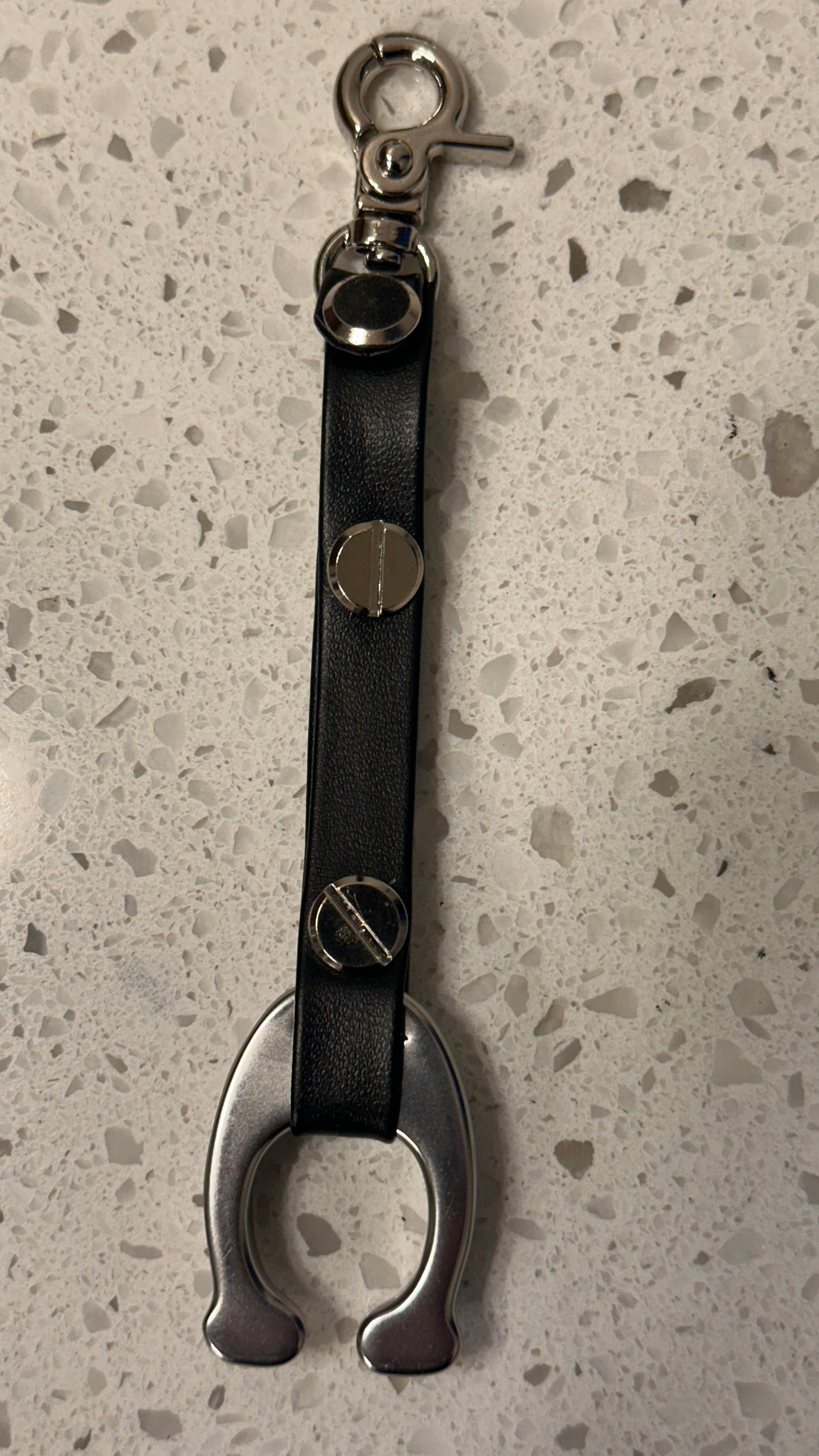 Repurposed Coach Tic Tac Toe C with Vegan Leather Strap Silver-Tone