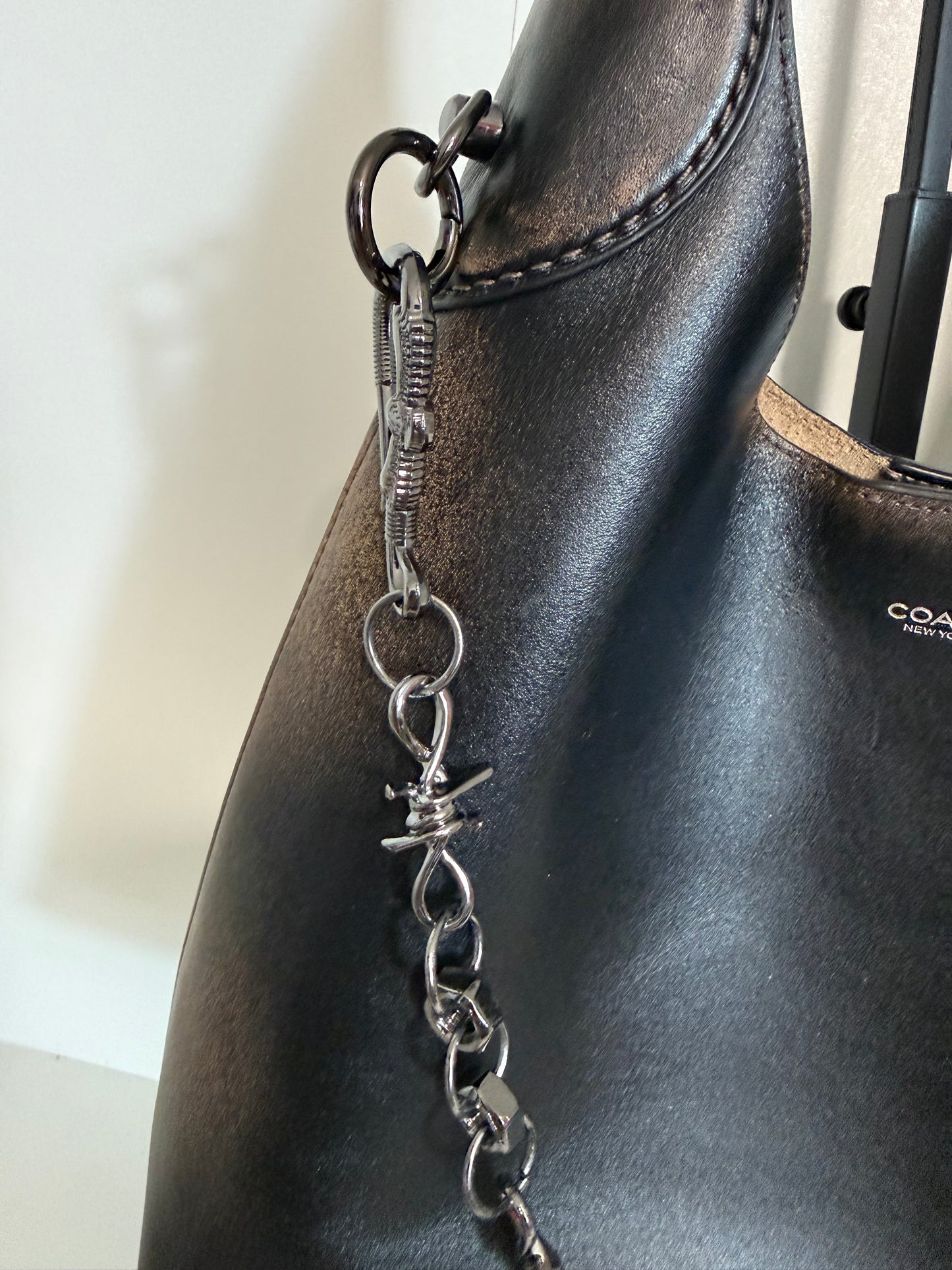 Gunmetal Spike, Hex Nut & Eagle Hook Bag Chain