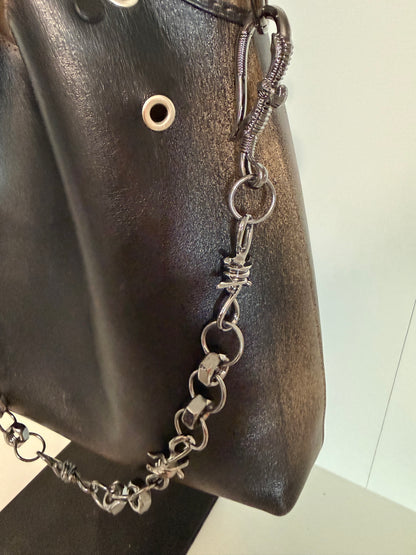 Gunmetal Spike, Hex Nut & Eagle Hook Bag Chain