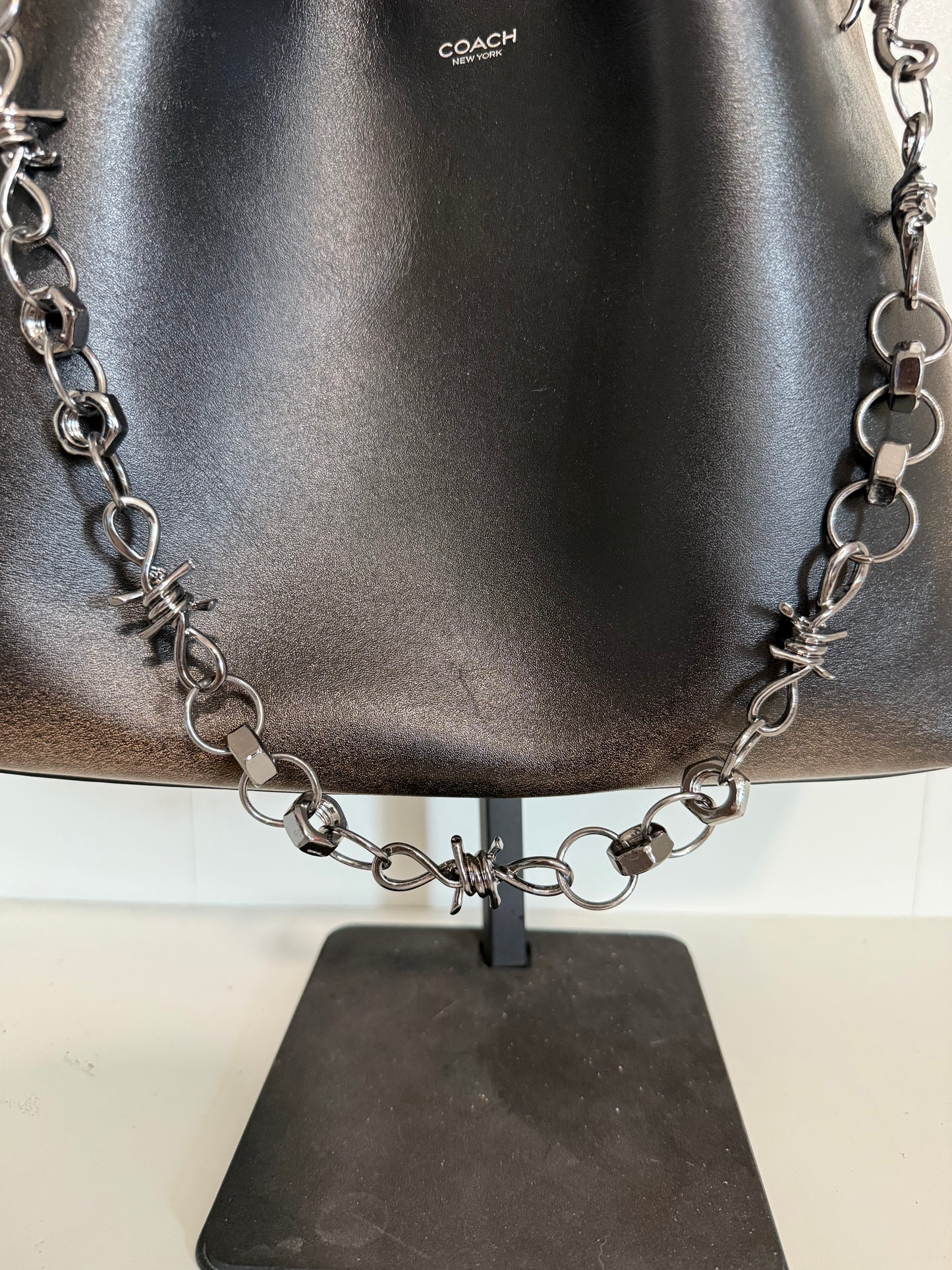 Gunmetal Spike, Hex Nut & Eagle Hook Bag Chain