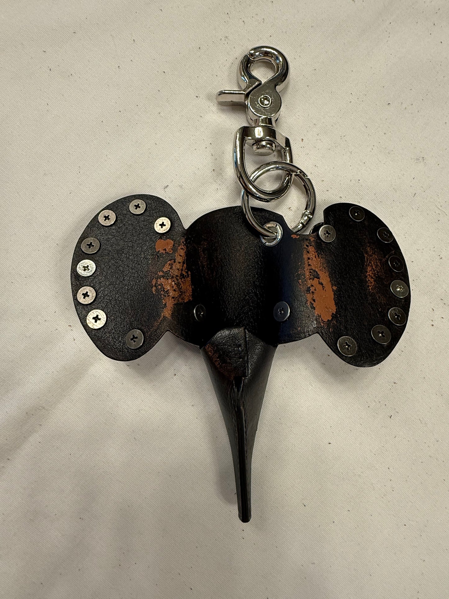 Repurposed Loewe Leather Elephant Bag Charm
