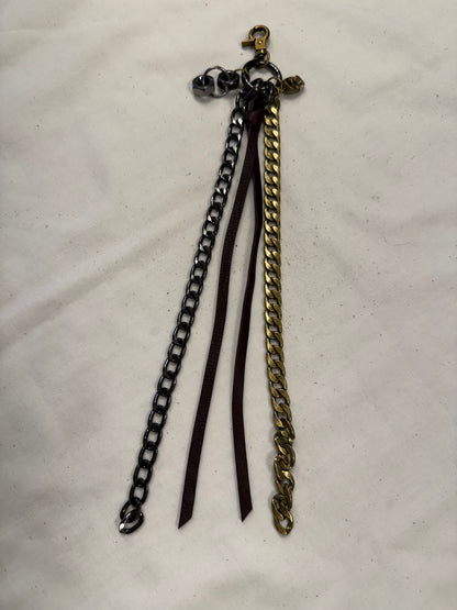 Repurposed Coach Oxblood Leather Fringe Tassel Bag Charm