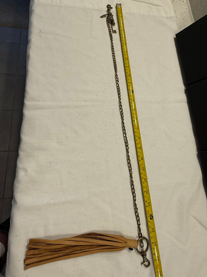 Antique Brass Bag Chain with Leather Tassel & Charm Cluster
