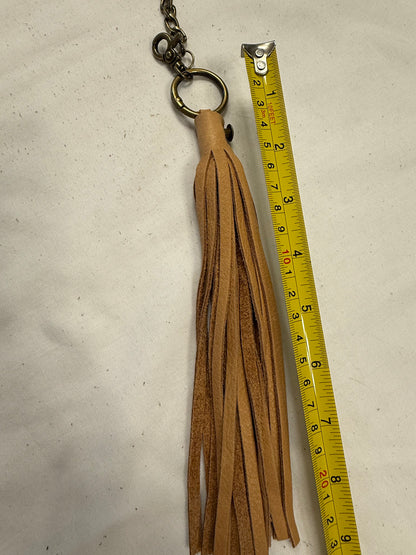 Antique Brass Bag Chain with Leather Tassel & Charm Cluster