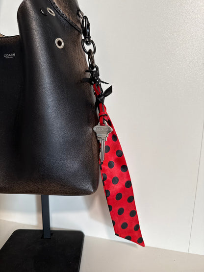 Repurposed Coach Key & Polka-Dot Scarf Bag Charm Cluster