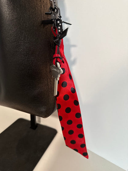 Repurposed Coach Key & Polka-Dot Scarf Bag Charm Cluster