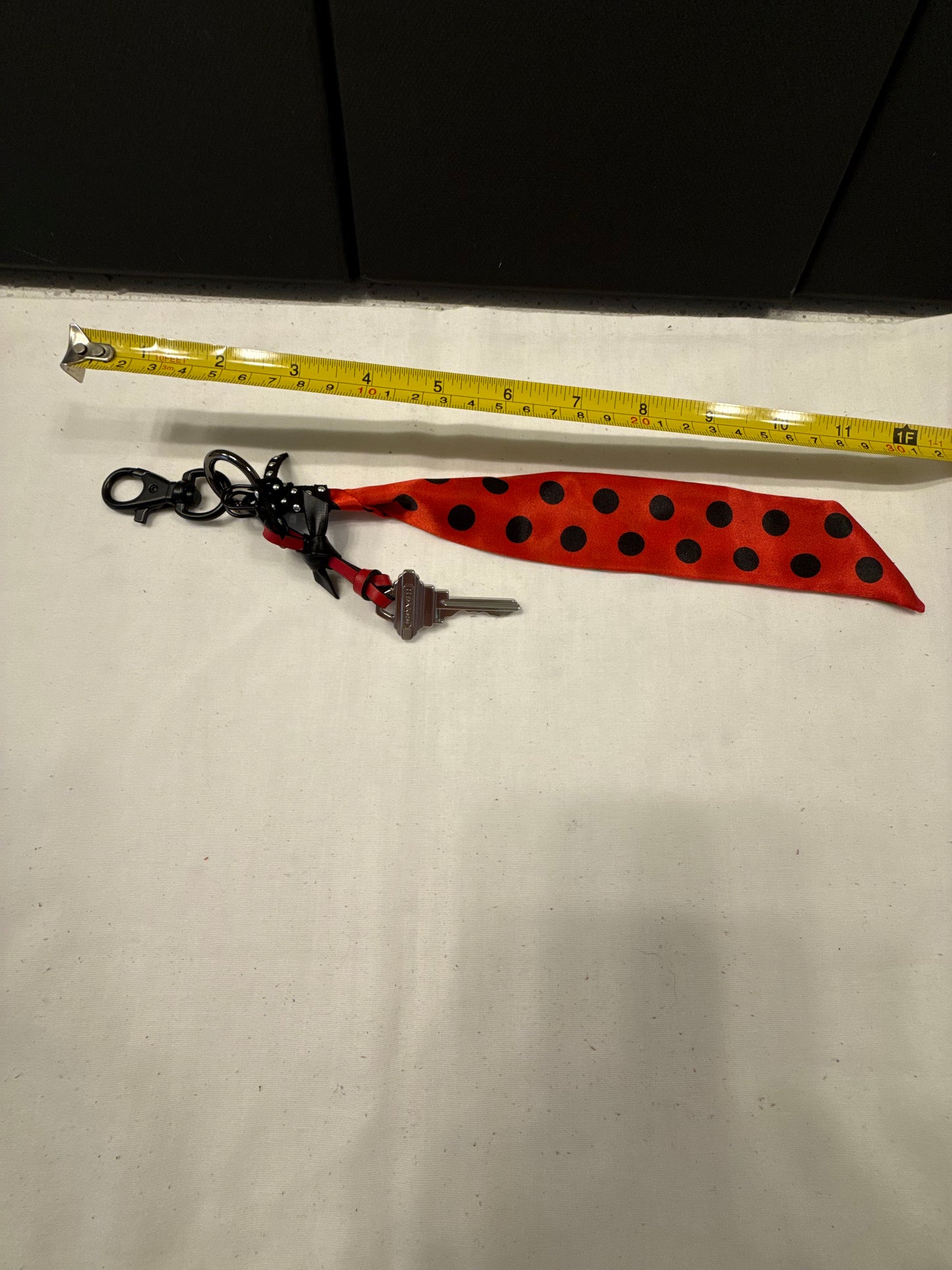 Repurposed Coach Key & Polka-Dot Scarf Bag Charm Cluster