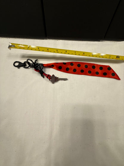 Repurposed Coach Key & Polka-Dot Scarf Bag Charm Cluster