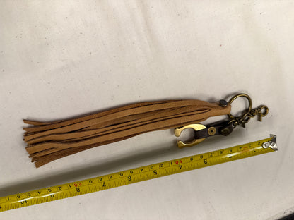 Tan Leather Tassel & Repurposed Coach “C” Bag Charm Cluster