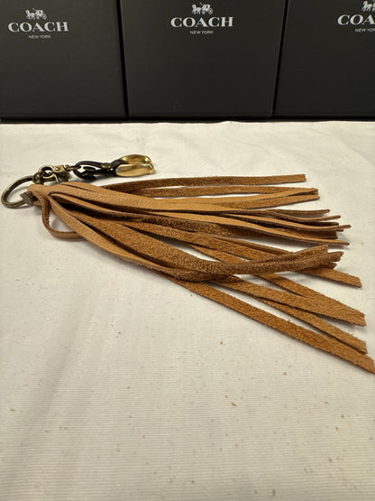 Tan Leather Tassel & Repurposed Coach “C” Bag Charm Cluster