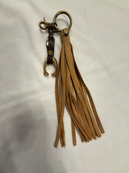 Tan Leather Tassel & Repurposed Coach “C” Bag Charm Cluster