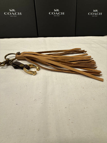 Tan Leather Tassel & Repurposed Coach “C” Bag Charm Cluster