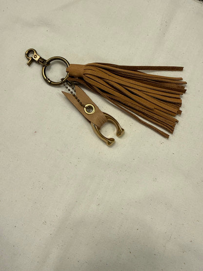 Tan Leather Tassel & Repurposed Coach “C” Bag Charm Cluster