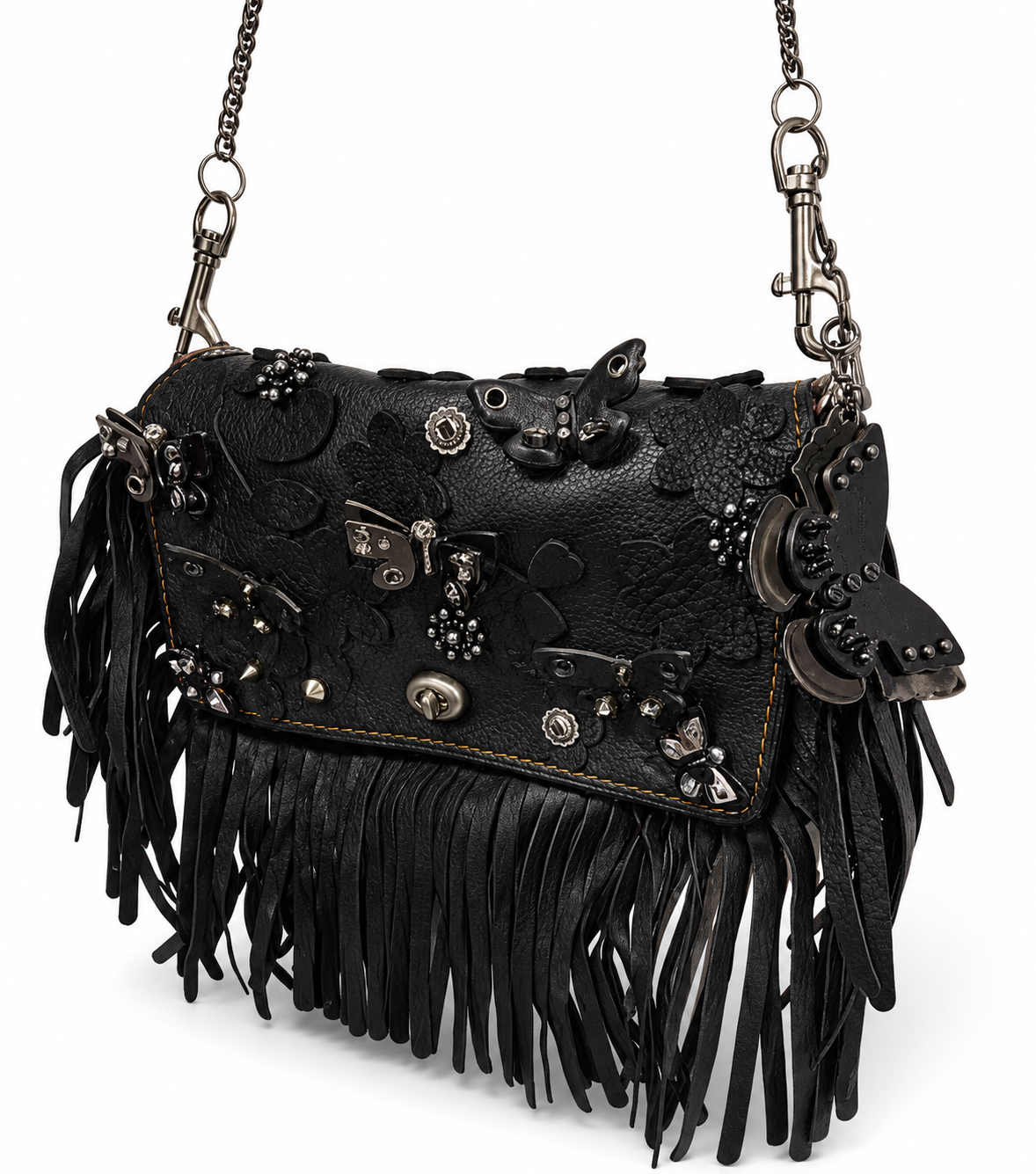 Upcrafted Coach Dinky with Fringe & Charms from a Coach Butterfly Necklace