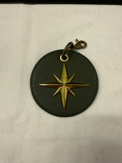 Repurposed Olive Coach Coaster Bag Charm with Star