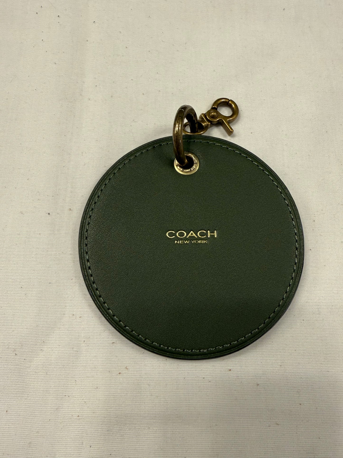 Repurposed Olive Coach Coaster Bag Charm with Star