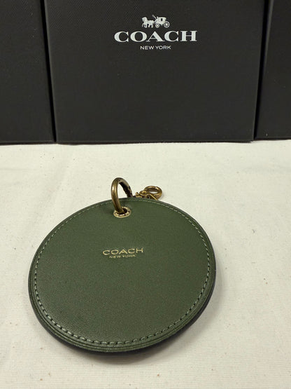 Repurposed Olive Coach Coaster Bag Charm with Star