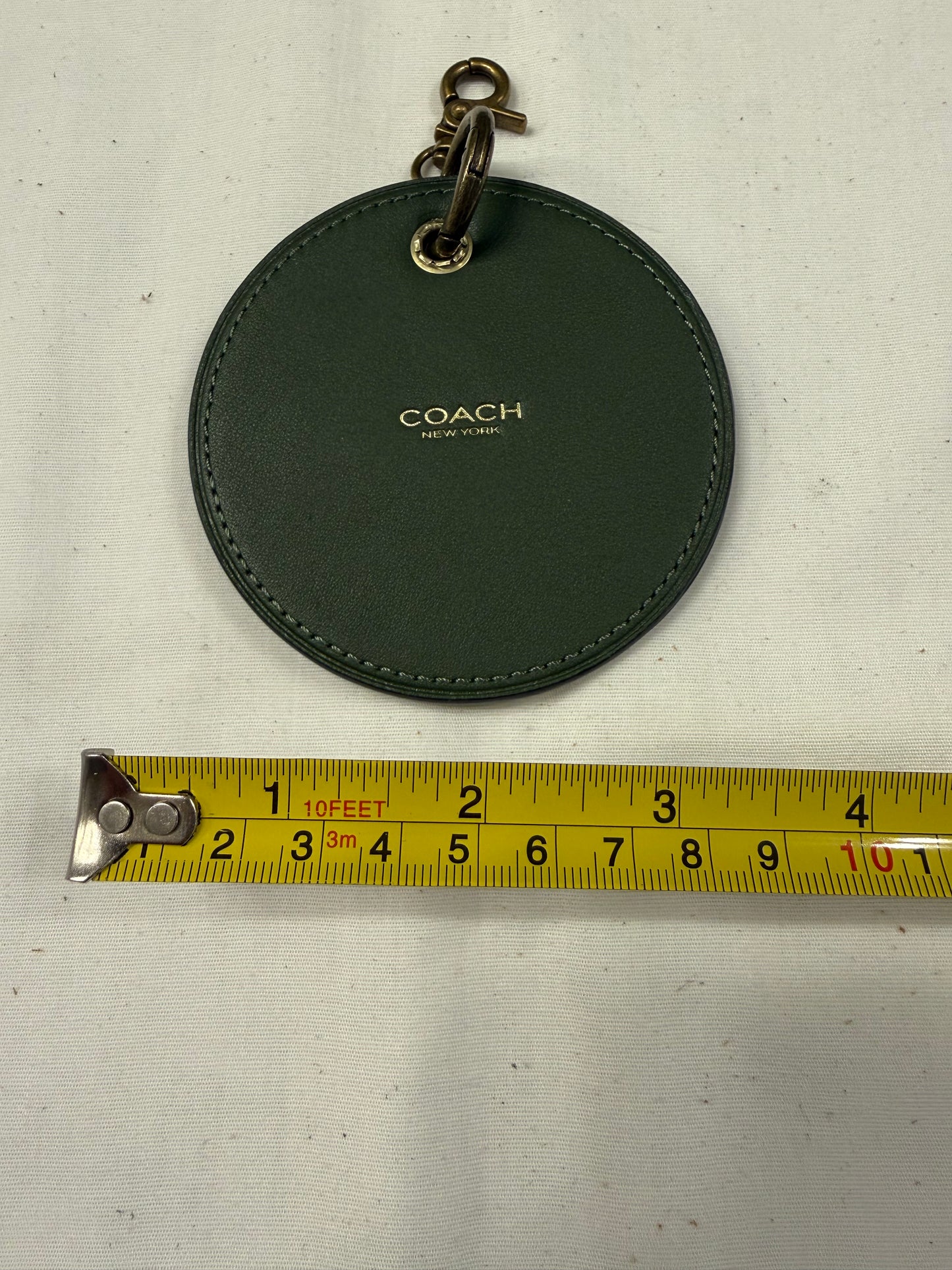 Repurposed Olive Coach Coaster Bag Charm with Star