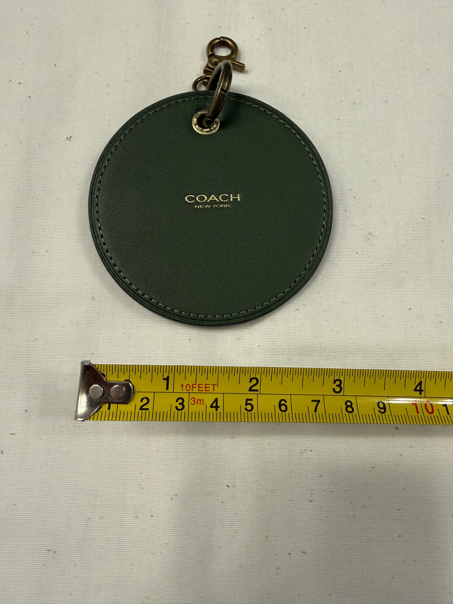 Repurposed Olive Coach Coaster Bag Charm with Star