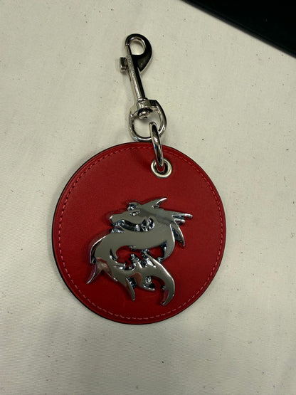 Repurposed Red Coach Coaster Bag Charm with Dragon