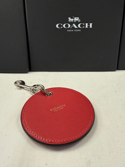 Repurposed Red Coach Coaster Bag Charm with Dragon