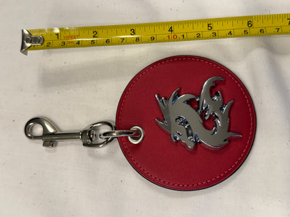 Repurposed Red Coach Coaster Bag Charm with Dragon