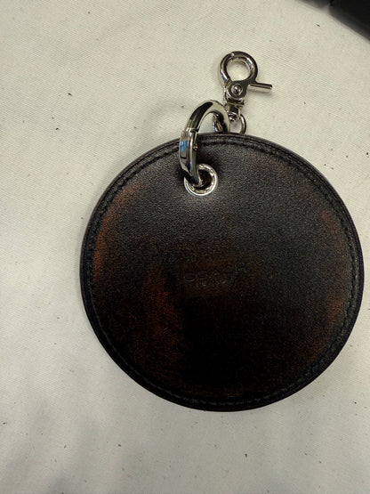 Repurposed Coach Coaster Bag Charm with Skull and Moth Charms