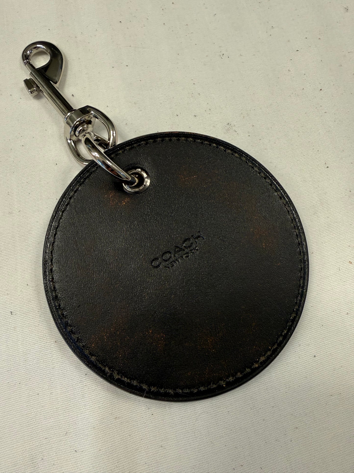 Repurposed Coach Coaster Bag Charm with Dragon Emblem