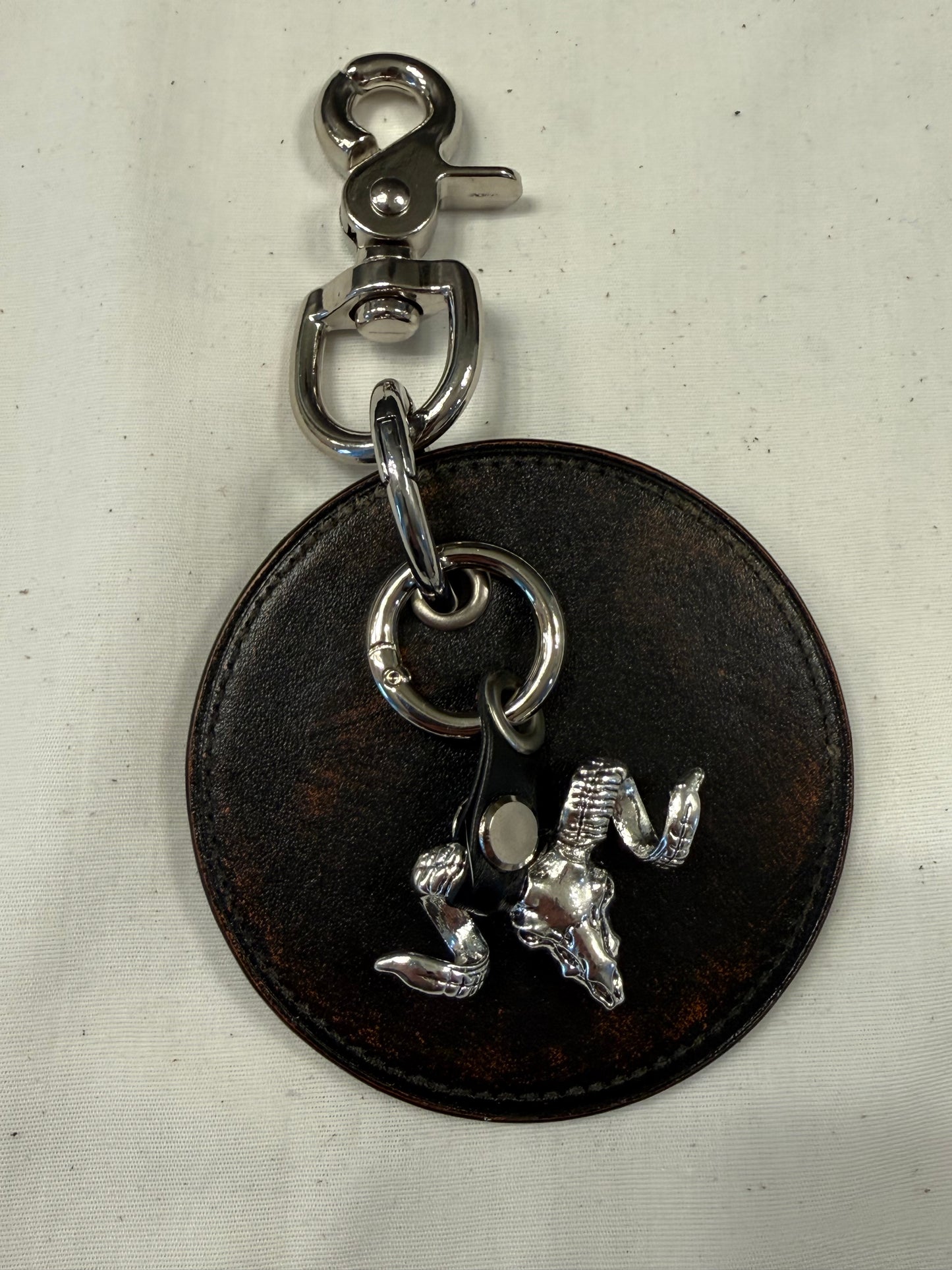 Repurposed Coach Coaster Bag Charm with Ram Charm