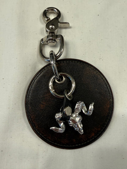 Repurposed Coach Coaster Bag Charm with Ram Charm