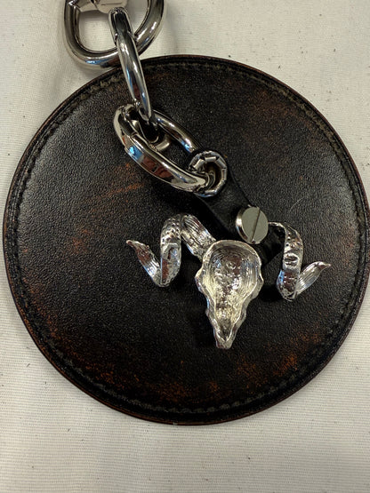 Repurposed Coach Coaster Bag Charm with Ram Charm