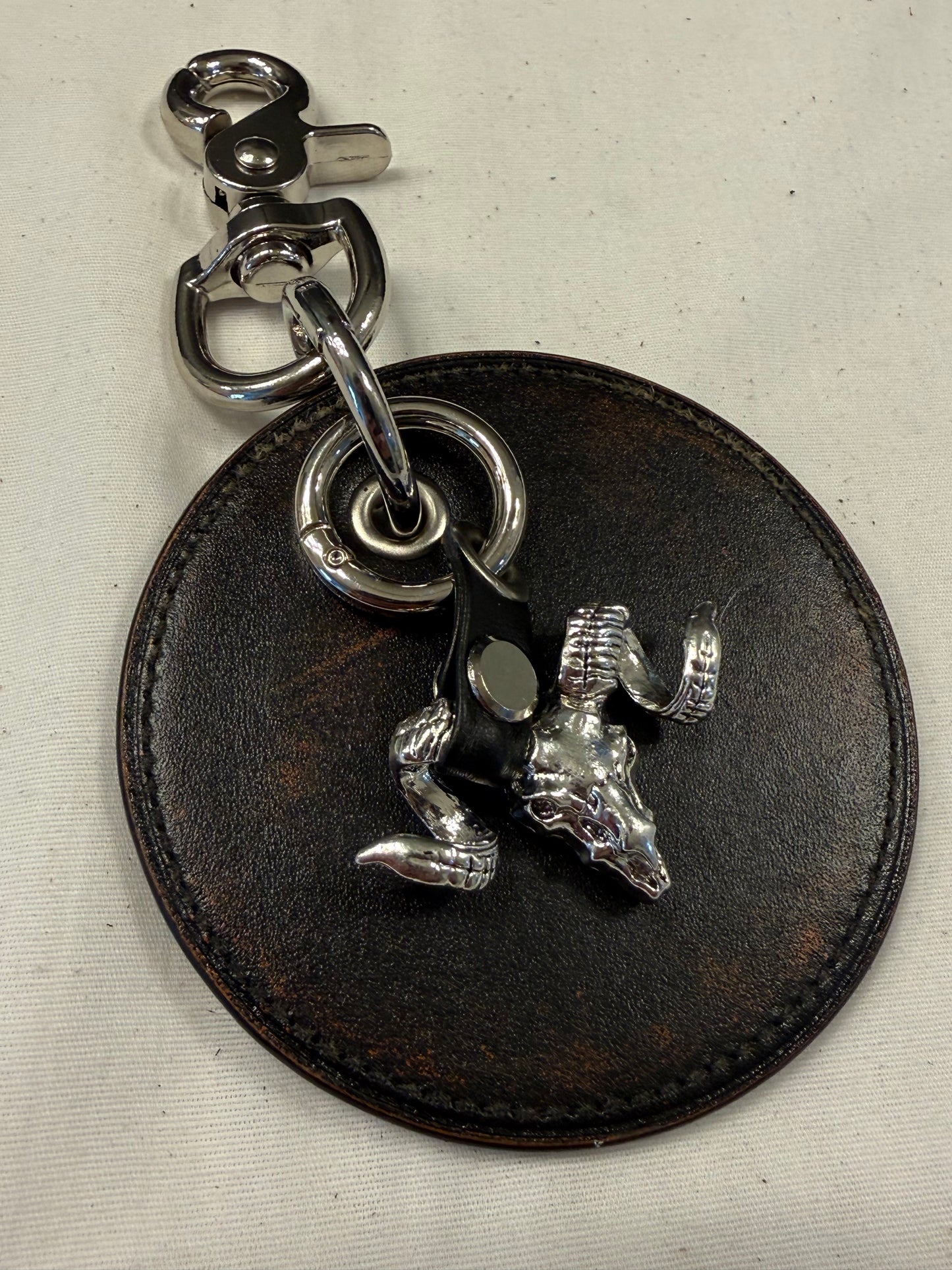 Repurposed Coach Coaster Bag Charm with Ram Charm