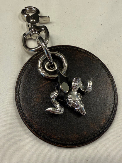 Repurposed Coach Coaster Bag Charm with Ram Charm