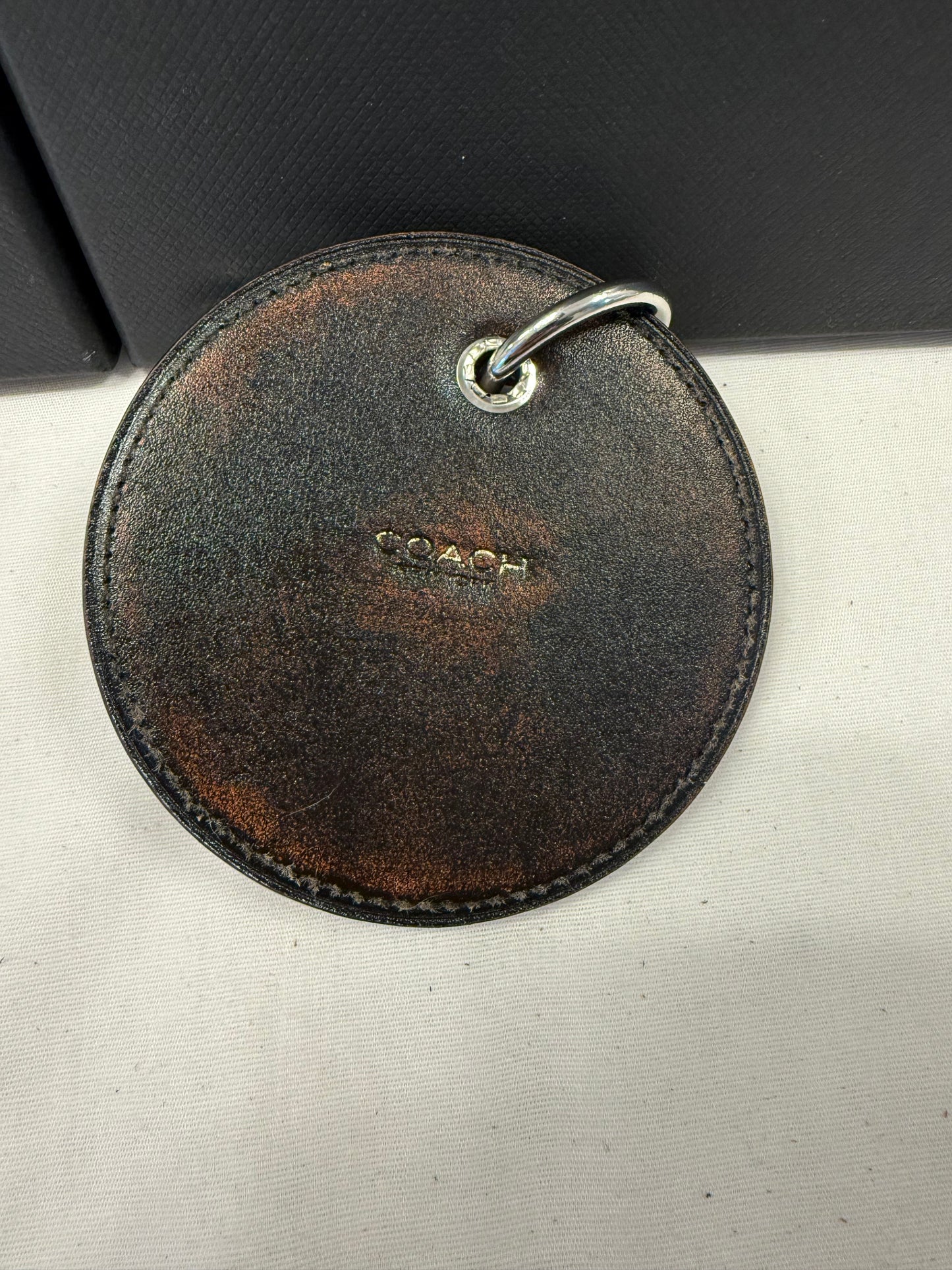 Repurposed Coach Coaster Bag Charm with Ram Charm