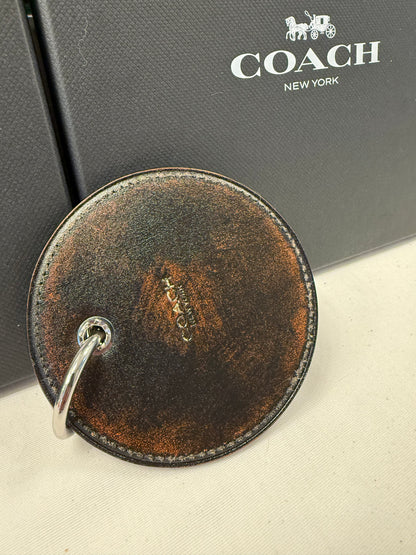 Repurposed Coach Coaster Bag Charm with Ram Charm