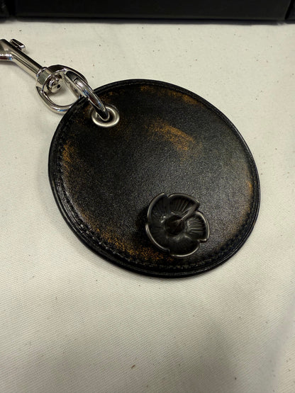 Repurposed Coach Coaster Bag Charm with Tea Rose