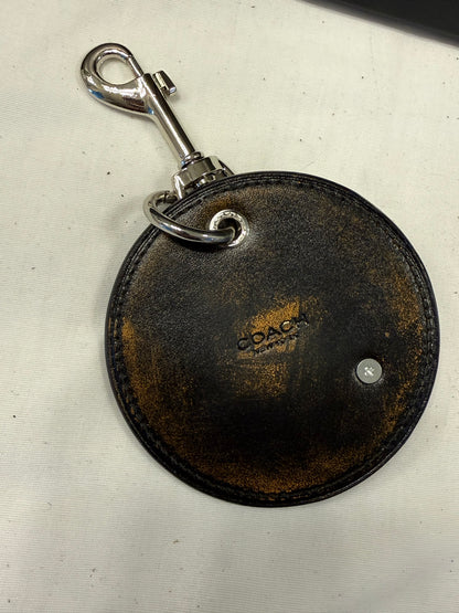 Repurposed Coach Coaster Bag Charm with Tea Rose