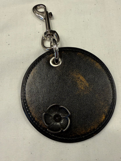 Repurposed Coach Coaster Bag Charm with Tea Rose