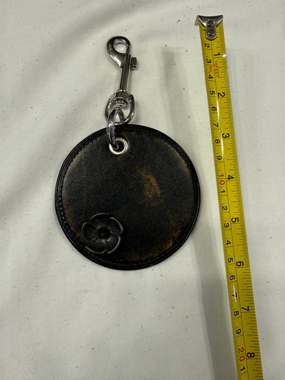 Repurposed Coach Coaster Bag Charm with Tea Rose