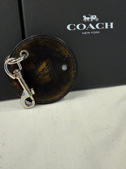 Repurposed Coach Coaster Bag Charm with Tea Rose