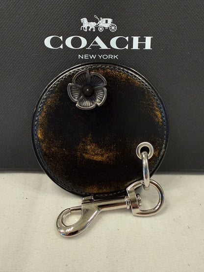 Repurposed Coach Coaster Bag Charm with Tea Rose